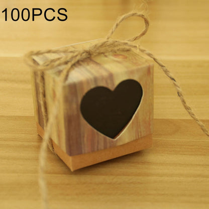 100 ชิ้นลายไม้แต่งงานลายรูปหัวใจโหลออกกระดาษคราฟท์กล่องน้ำตาลขนาด: 5x5x5 ซม., Black Heart-shaped, LOVE Heart-shaped