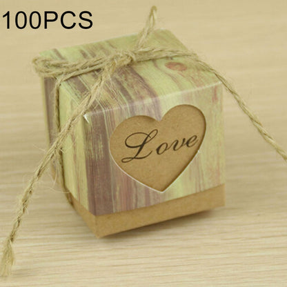 100 ชิ้นลายไม้แต่งงานลายรูปหัวใจโหลออกกระดาษคราฟท์กล่องน้ำตาลขนาด: 5x5x5 ซม., Black Heart-shaped, LOVE Heart-shaped