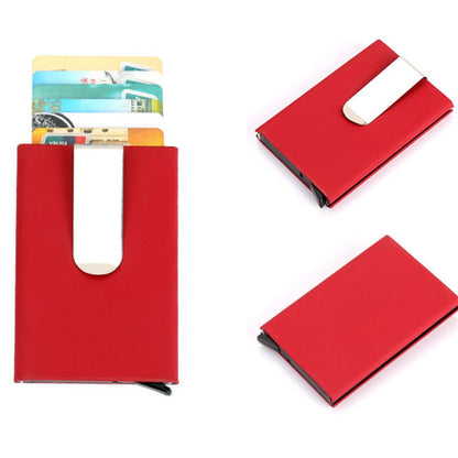 Frosted Antimagnetic สีทึบผู้ถือบัตรเครดิตกระเป๋าสตางค์คลิปเงินขนาด: 10 * 6.6 ซม, Black, Red