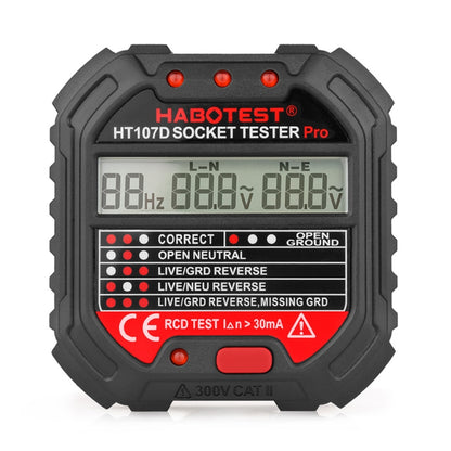 HABOTEST HT107D เครื่องทดสอบซ็อกเก็ตจอแสดงผลดิจิตอลมัลติฟังก์ชั่น, HT107D (US Plug), HT107D (UK Plug), HT107D (EU Plug)