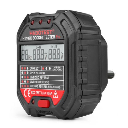 HABOTEST HT107D เครื่องทดสอบซ็อกเก็ตจอแสดงผลดิจิตอลมัลติฟังก์ชั่น, HT107D (US Plug), HT107D (UK Plug), HT107D (EU Plug)