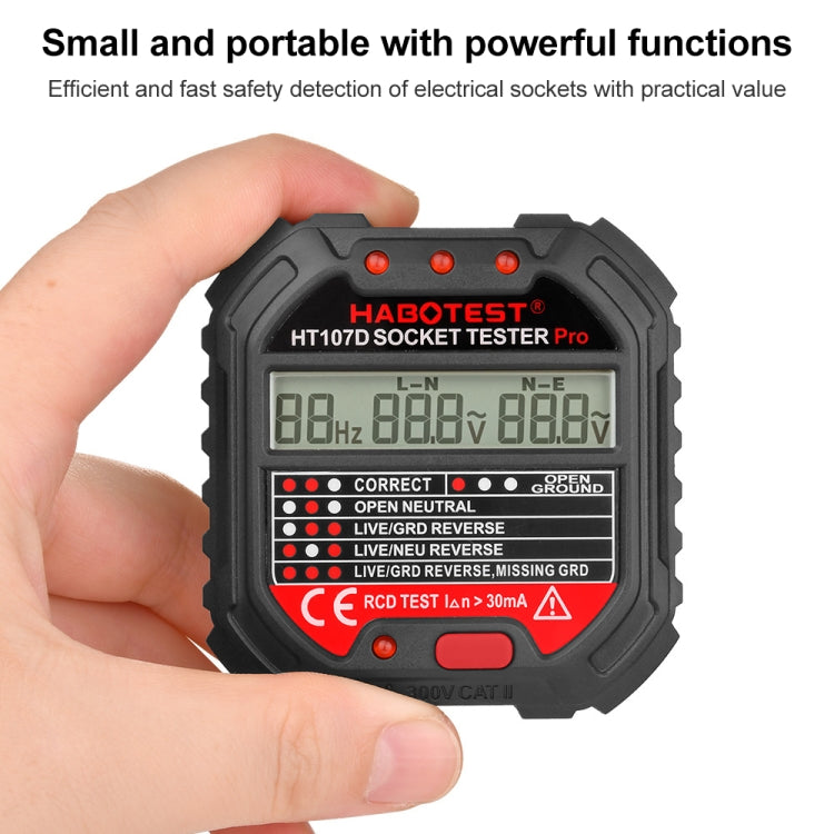 HABOTEST HT107D เครื่องทดสอบซ็อกเก็ตจอแสดงผลดิจิตอลมัลติฟังก์ชั่น, HT107D (US Plug), HT107D (UK Plug), HT107D (EU Plug)