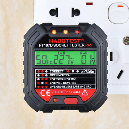 HABOTEST HT107D เครื่องทดสอบซ็อกเก็ตจอแสดงผลดิจิตอลมัลติฟังก์ชั่น, HT107D (US Plug), HT107D (UK Plug), HT107D (EU Plug)
