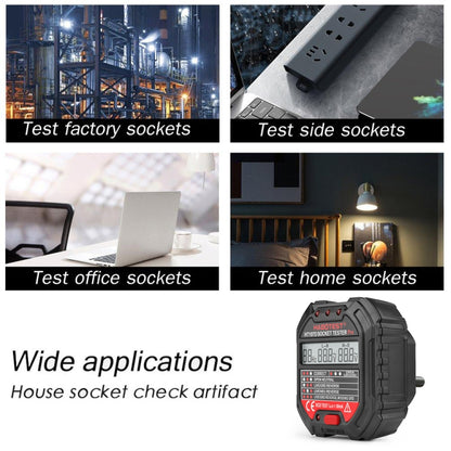 HABOTEST HT107D เครื่องทดสอบซ็อกเก็ตจอแสดงผลดิจิตอลมัลติฟังก์ชั่น, HT107D (US Plug), HT107D (UK Plug), HT107D (EU Plug)