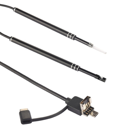 I96 3 ใน 1 USB การตรวจสอบขอบเขตหูกล้อง HD 0.3MP ภาพช้อนหูสำหรับโทรศัพท์ Android OTG และพีซีและ MacBook สายเคเบิลยาว 1.85 ม., 3 in 1 Black  0.3MP
