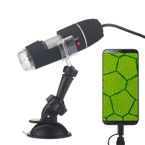 1600X แว่นขยาย HD 0.3MP เซ็นเซอร์รับภาพ 2 ใน 1 กล้องจุลทรรศน์ดิจิตอล USB พร้อม 8 LED และขาตั้งแบบมืออาชีพ, 1600X