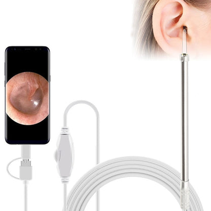 I95 3 ใน 1 USB การตรวจสอบขอบเขตหูกล้อง HD 0.3MP ภาพช้อนหูสำหรับโทรศัพท์ Android OTG และพีซีและ MacBook สายเคเบิลยาว 1.75 ม., 3 in 1 White  0.3MP