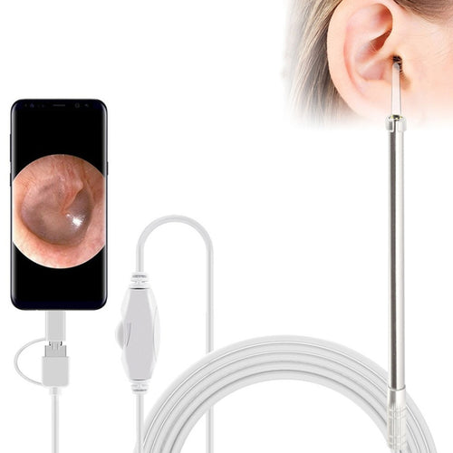 I95 3 ใน 1 USB การตรวจสอบขอบเขตหูกล้อง HD 0.3MP ภาพช้อนหูสำหรับโทรศัพท์ Android OTG และพีซีและ MacBook สายเคเบิลยาว 1.75 ม., 3 in 1 White  0.3MP