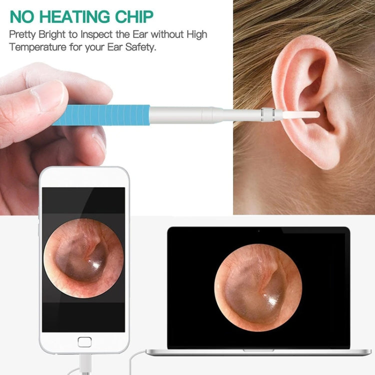 I95 3 ใน 1 USB การตรวจสอบขอบเขตหูกล้อง HD 0.3MP ภาพช้อนหูสำหรับโทรศัพท์ Android OTG และพีซีและ MacBook สายเคเบิลยาว 1.75 ม., 3 in 1 White  0.3MP