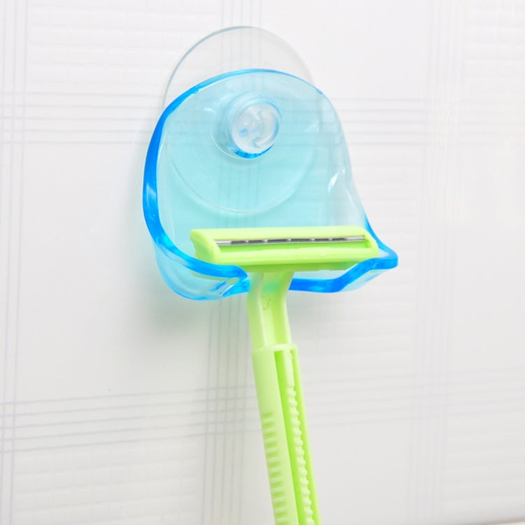 ห้องน้ำเครื่องมือดูดถ้วยโกนหนวดมีดโกนผู้ถือตู้แร็คเครื่องโกนหนวด Rack Wall Hook แขวน Sucker (สีฟ้าใส), Shaving Razor Rack Holder