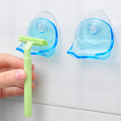 ห้องน้ำเครื่องมือดูดถ้วยโกนหนวดมีดโกนผู้ถือตู้แร็คเครื่องโกนหนวด Rack Wall Hook แขวน Sucker (สีฟ้าใส), Shaving Razor Rack Holder