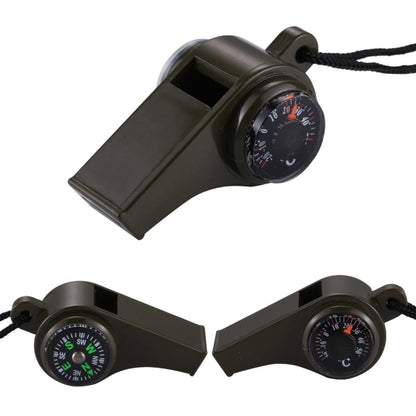 3 in 1 Outdoor Mini Multi-function แบบพกพามือถือนกหวีดช่วยชีวิตเข็มทิศเครื่องวัดอุณหภูมิ, H3-1