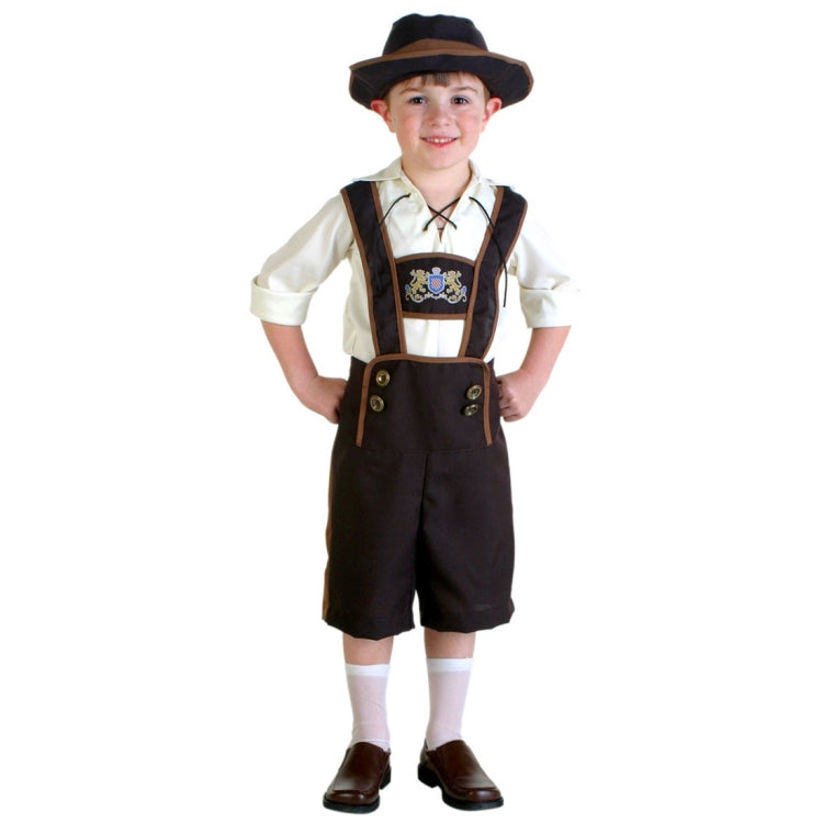 เครื่องแต่งกายฮาโลวีนเด็กเครื่องแต่งกายเบียร์ Oktoberfest เหมาะกับคอสเพลย์สไตล์อังกฤษ, ขนาด: L, รอบเอว: 76 ซม., ความยาวชุด: 59 ซม., กางเกงขายาว: 46 ซม., ความสูงที่แนะนำ: 115-125 ซม., Size: L Children