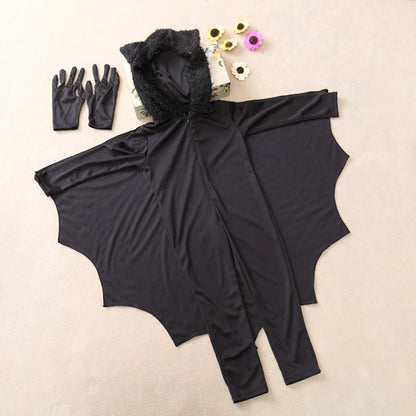 ฮาโลวีนเครื่องแต่งกายเด็ก Jumpsuit ค้างคาวสไตล์คอสเพลย์เครื่องแต่งกายชุดสูทขนาด: M ความสูงที่แนะนำ: 115-130 ซม, Size: M Children