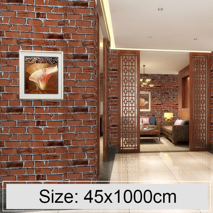 กาแฟอิฐสร้างสรรค์ 3D อิฐหินตกแต่งวอลล์เปเปอร์สติ๊กเกอร์ห้องนอนห้องนั่งเล่นผนังกันน้ำวอลล์เปเปอร์ม้วนขนาด: 45 x 1000 ซม., Coffee brick