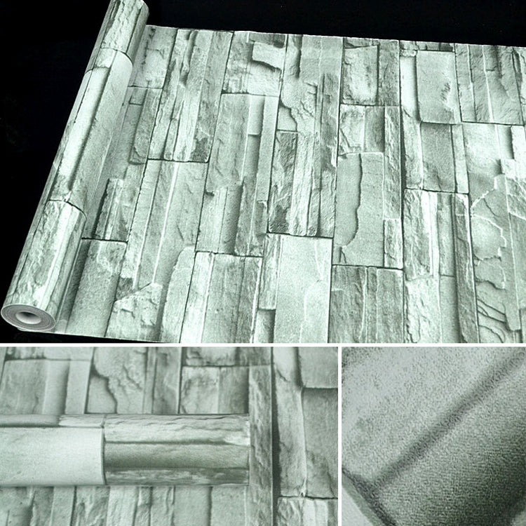 อิฐสีเขียวสร้างสรรค์ 3D อิฐหินตกแต่งวอลล์เปเปอร์สติ๊กเกอร์ห้องนอนห้องนั่งเล่นผนังกันน้ำวอลล์เปเปอร์ม้วนขนาด: 45 x 1000 ซม., Green brick