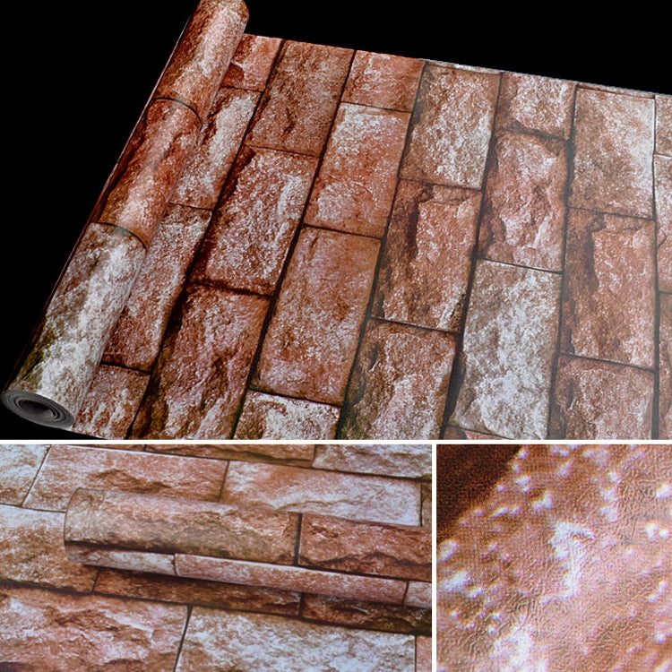Qi Yunshi Creative 3D อิฐหินตกแต่งสติ๊กเกอร์วอลเปเปอร์ห้องนอนห้องนั่งเล่นผนังวอลล์เปเปอร์กันน้ำม้วนขนาด: 45 x 1000 ซม., Qi Yunshi