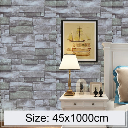Qingshi Creative 3D อิฐหินตกแต่งสติ๊กเกอร์วอลเปเปอร์ห้องนอนห้องนั่งเล่นผนังวอลล์เปเปอร์กันน้ำม้วนขนาด: 45 x 1000 ซม., Qingshi