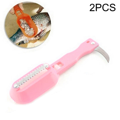 2 PCS Kitchen Essential เครื่องขูดปลาเกล็ดปลามีดไสพร้อมฝาปิด, 20x5.2cm Pink, 20x5.2cm Green, 20x5.2cm Blue