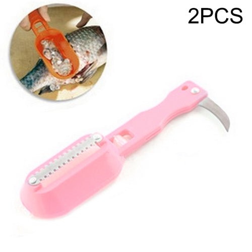 2 PCS Kitchen Essential เครื่องขูดปลาเกล็ดปลามีดไสพร้อมฝาปิด, 20x5.2cm Pink, 20x5.2cm Green, 20x5.2cm Blue