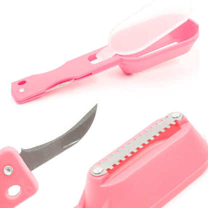 2 PCS Kitchen Essential เครื่องขูดปลาเกล็ดปลามีดไสพร้อมฝาปิด, 20x5.2cm Pink, 20x5.2cm Green, 20x5.2cm Blue
