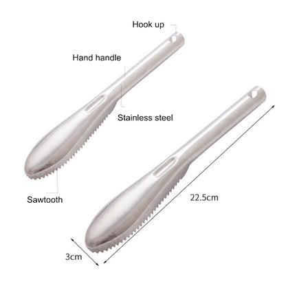 ห้องครัว Essential สแตนเลสแบบสองทิศทางฟันเลื่อยปลา Scraper ปลา Planing มีด, 22.5x3cm
