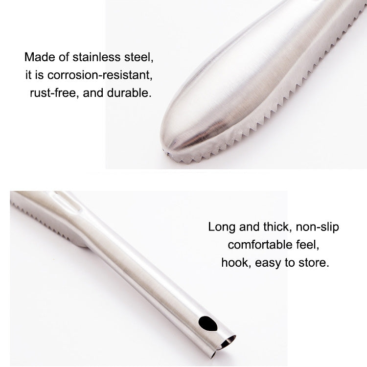 ห้องครัว Essential สแตนเลสแบบสองทิศทางฟันเลื่อยปลา Scraper ปลา Planing มีด, 22.5x3cm