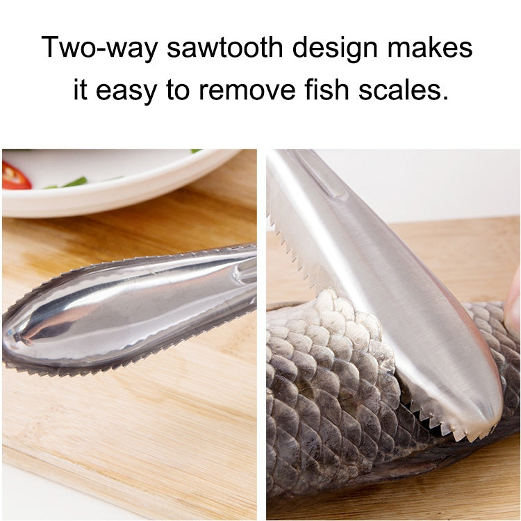 ห้องครัว Essential สแตนเลสแบบสองทิศทางฟันเลื่อยปลา Scraper ปลา Planing มีด, 22.5x3cm
