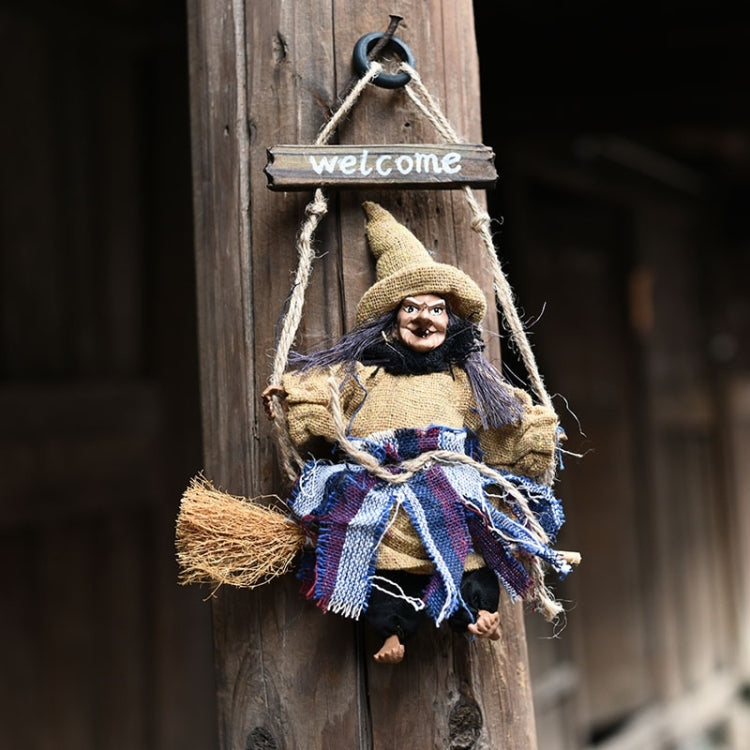 ฮาโลวีน Retro แม่มดเครื่องประดับไม้กวาด Ghost Hang Up Props บ้านฮาโลวีนตกแต่งงานรื่นเริงปาร์ตี้ฮาโลวีนจี้