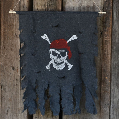 ตกแต่งฮาโลวีน Jolly Roger Skull แบนเนอร์ธงโจรสลัด Party Supplies, ขนาดใหญ่: 76 x 90 ซม, Large Size: 76 x 90cm
