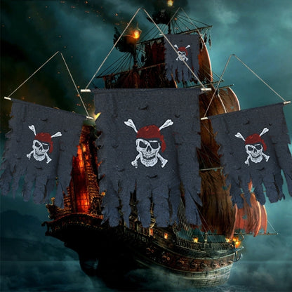 ตกแต่งฮาโลวีน Jolly Roger Skull แบนเนอร์ธงโจรสลัด Party Supplies, ขนาดใหญ่: 76 x 90 ซม, Large Size: 76 x 90cm