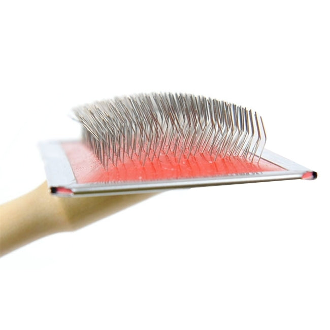 แปรงทำความสะอาดขนแปรงด้วยตนเองแบบ Soft Curve Needled พร้อมที่จับไม้สำหรับสัตว์เลี้ยง ขนาด: L การจัดส่งสีแบบสุ่ม, Size: L