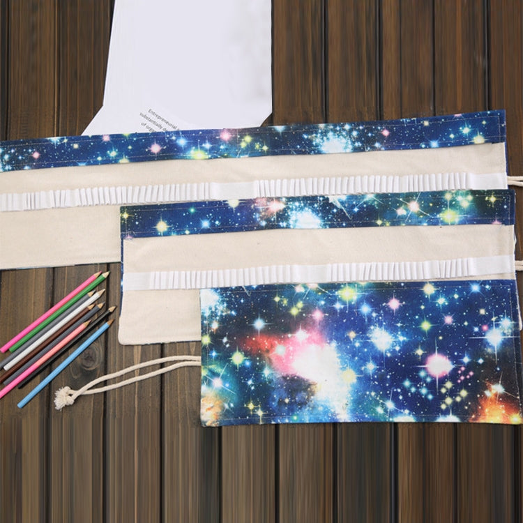72 ช่อง Cosmic Galaxy พิมพ์ปากกากระเป๋าผ้าใบดินสอห่อผ้าม่าน Roll Up กล่องดินสอกระเป๋าเครื่องเขียน, 72 Slots