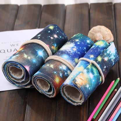 72 ช่อง Cosmic Galaxy พิมพ์ปากกากระเป๋าผ้าใบดินสอห่อผ้าม่าน Roll Up กล่องดินสอกระเป๋าเครื่องเขียน, 72 Slots