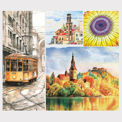 Professional Art Sketch สมุดระบายสีวาดสีสันสดใสชุดดินสอสีไม้ 36 สี, 36-color