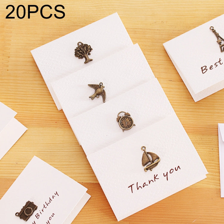 20 ชิ้นสร้างสรรค์ที่เรียบง่ายมินิเครื่องประดับการ์ดอวยพรการ์ดวันเกิด DIY พับบัตรอวยพรโปสการ์ด, การจัดส่งสไตล์สุ่ม, DIY Folding Blessing Card