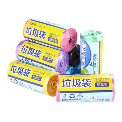 ถุงขยะขนาดใหญ่สีในครัวเรือน 1 ม้วนหนา (30 ชิ้นต่อม้วน) การจัดส่งสีแบบสุ่ม ขนาด: 45 * 50 ซม., 1 Rolls Garbage Bag