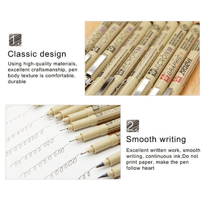 2 ชิ้นเอกสารสีหมึกวาดปากกา Fineliner Nib Manga Micron ปากกา, 0.25mm, 0.3mm, 0.35mm, 0.45mm, 0.5mm