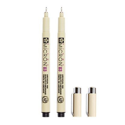 2 ชิ้นเอกสารสีหมึกวาดปากกา Fineliner Nib Manga Micron ปากกา, 0.25mm, 0.3mm, 0.35mm, 0.45mm, 0.5mm