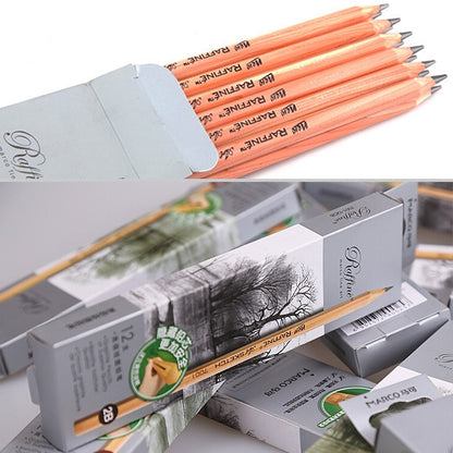 12 ชิ้นการวาดภาพการเขียนร่างดินสอไม้ก่อนเหลาดินสอกราไฟท์ศิลปะ 2B, 2B