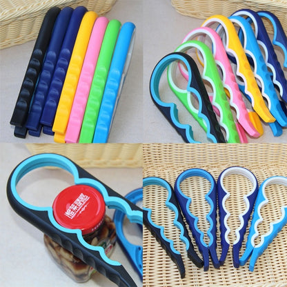 ที่เปิดขวดมัลติฟังก์ชั่น 4 in 1 บ้านปลอดภัยเปิดกระป๋องเครื่องมือครัวฝาป้องกันการลื่นไถล, การจัดส่งสีแบบสุ่ม, 4 in 1