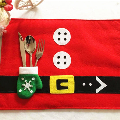 แผ่นรองจานสูทซานตาคลอสของตกแต่งคริสต์มาสพร้อมที่วางช้อนส้อมถุงมือ, Santa