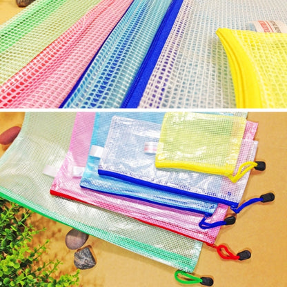 กระเป๋าเครื่องเขียนตาข่ายพลาสติกซิป 12 ชิ้นจัดส่งสีแบบสุ่ม (A5 ขนาด: 24x17.5 ซม.), A5, Size: 24x17.5cm