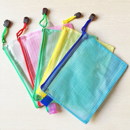 กระเป๋าเครื่องเขียนตาข่ายพลาสติกซิป จัดส่งแบบสุ่มสี (B5 ขนาด 28x21ซม.), B5, Size: 28x21cm