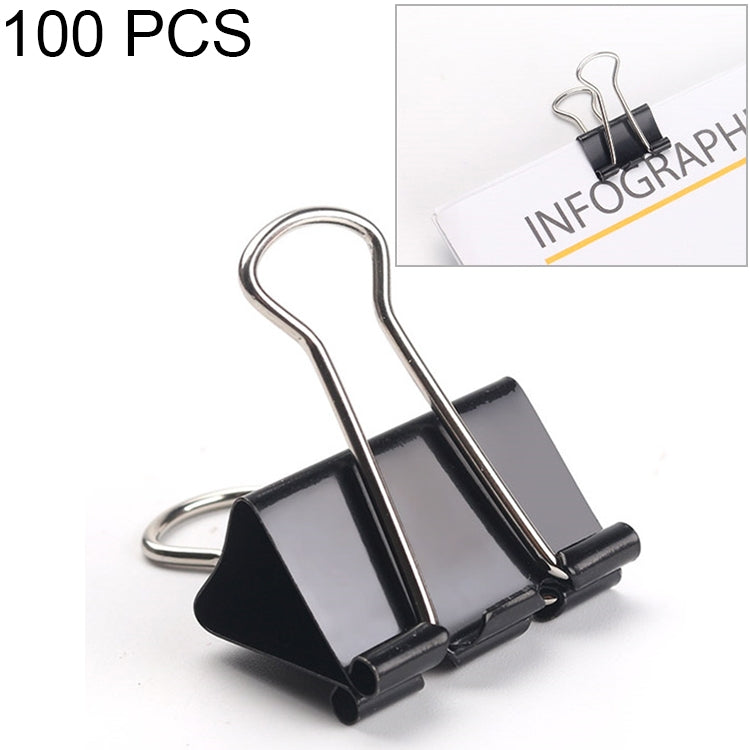 100PCS 19 มม.คลิปโลหะสีดำหมายเหตุกระดาษ Letter คลิป Office Bind, 100PCS / 19mm