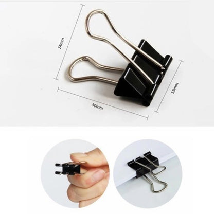 100PCS 19 มม.คลิปโลหะสีดำหมายเหตุกระดาษ Letter คลิป Office Bind, 100PCS / 19mm