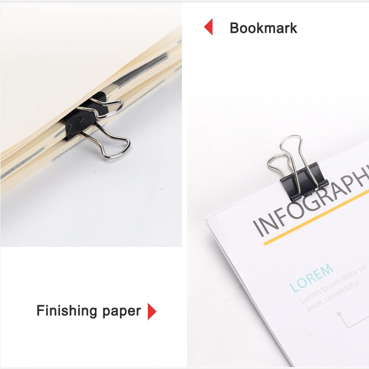 100PCS 19 มม.คลิปโลหะสีดำหมายเหตุกระดาษ Letter คลิป Office Bind, 100PCS / 19mm