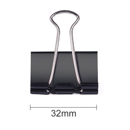 50PCS 32 มม.คลิปโลหะสีดำหมายเหตุกระดาษ Letter คลิป Office Bind, 50PCS / 32mm