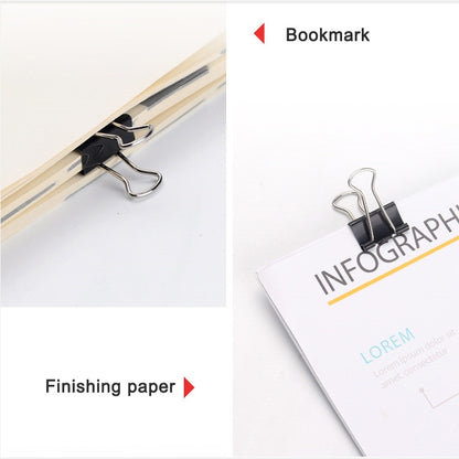 50PCS 32 มม.คลิปโลหะสีดำหมายเหตุกระดาษ Letter คลิป Office Bind, 50PCS / 32mm