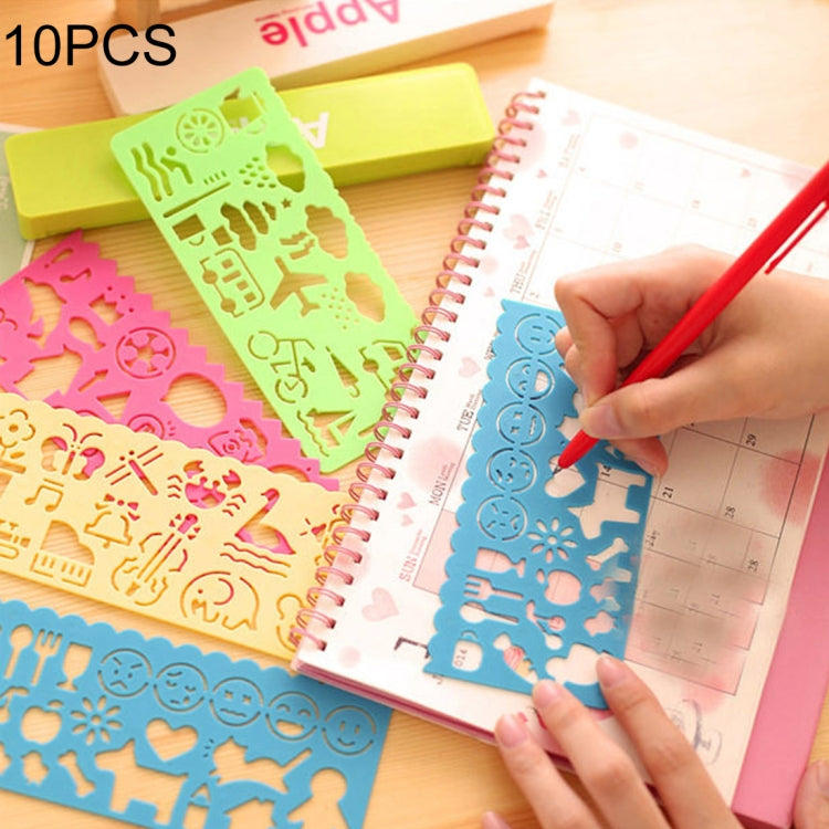 10 PCS Creative Candy Color Drawing Ruler Speed Sketchpad Art Ruler Template, การจัดส่งสีแบบสุ่ม, Speed Sketchpad